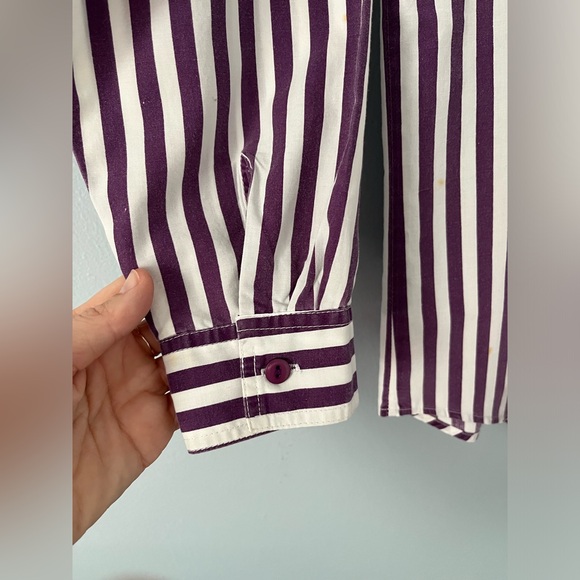 Vintage Center Aisle Purple Striped Button down M - Picture 6 of 11